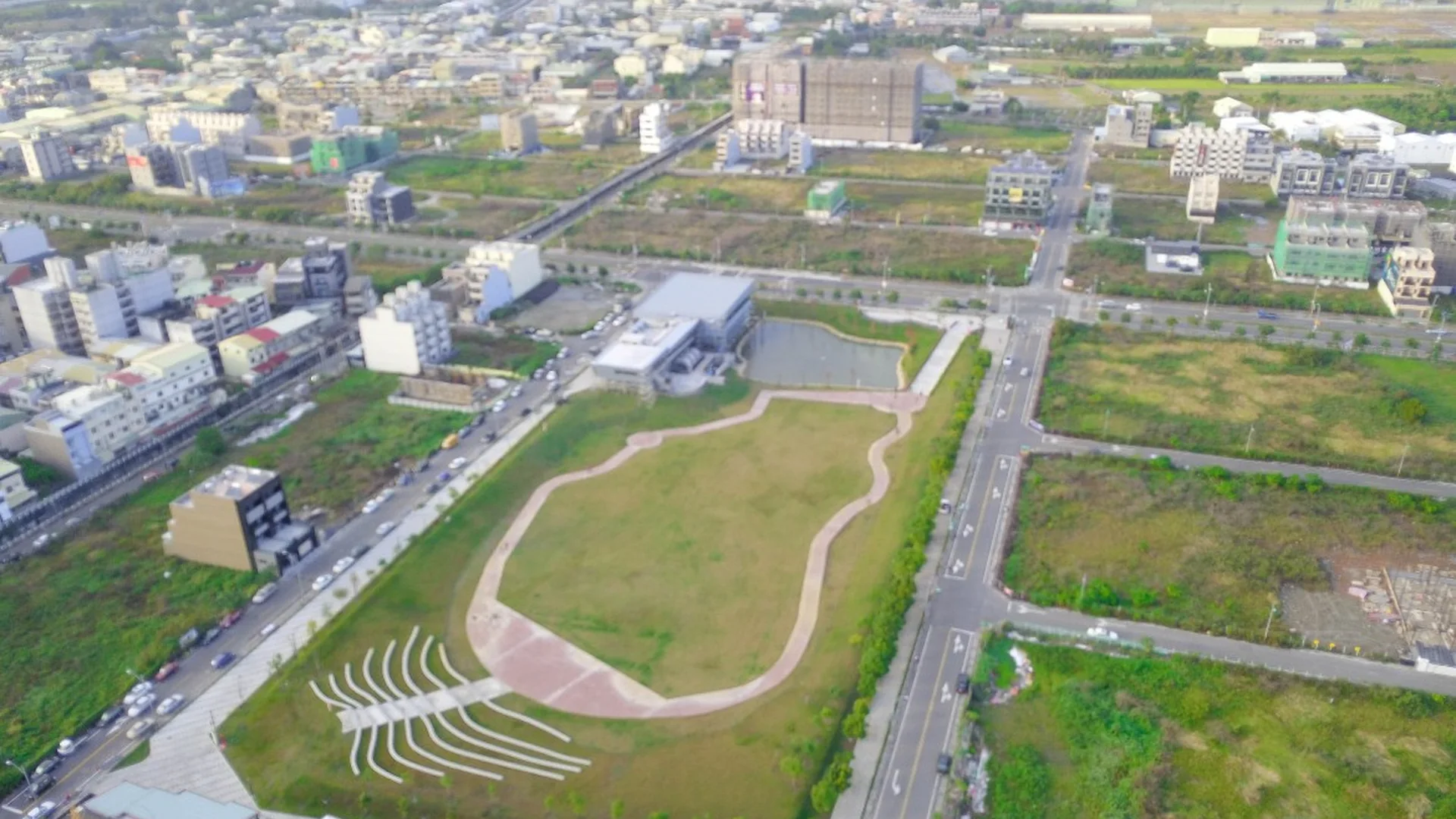 圓林園滯洪池生態公園空拍視角